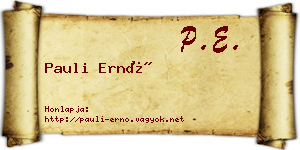 Pauli Ernő névjegykártya